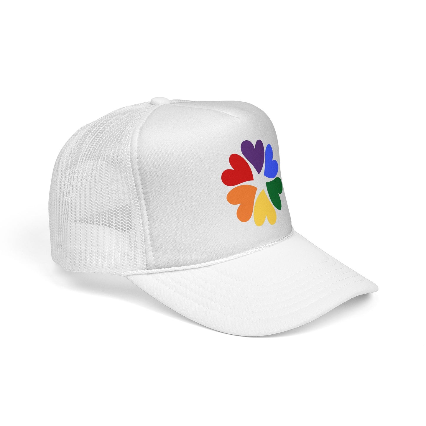 Rainbow Heart Clover Trucker Hat