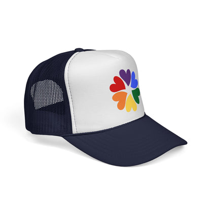 Rainbow Heart Clover Trucker Hat
