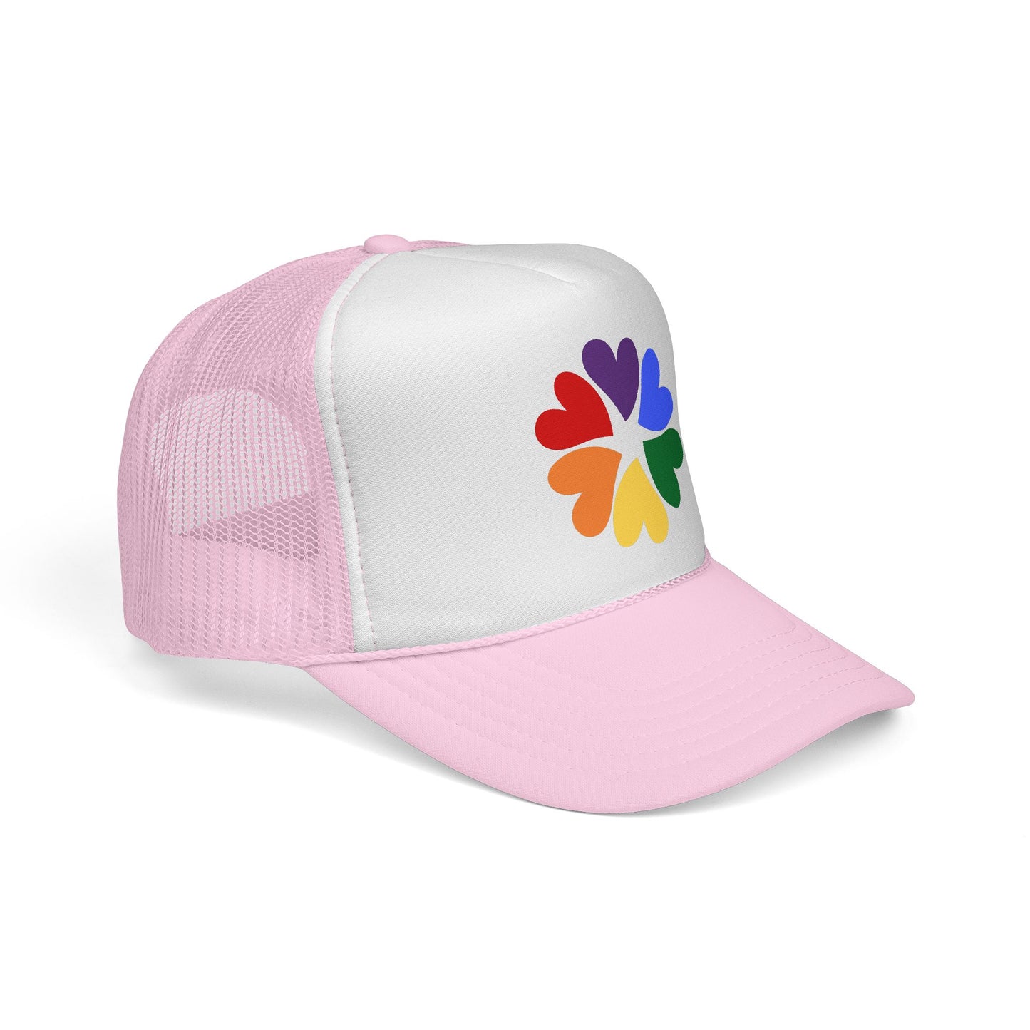 Rainbow Heart Clover Trucker Hat