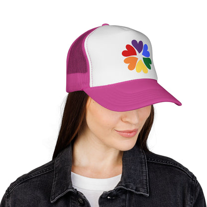 Rainbow Heart Clover Trucker Hat