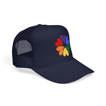 Rainbow Heart Clover Trucker Hat