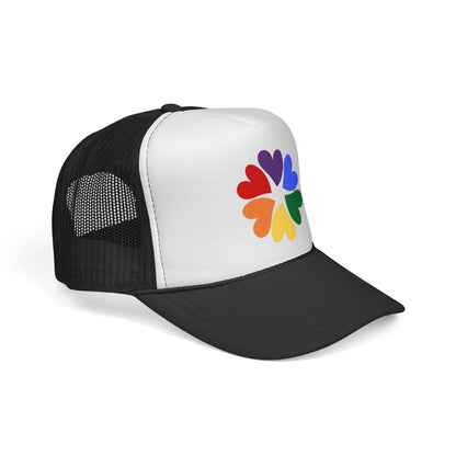 Rainbow Heart Clover Trucker Hat