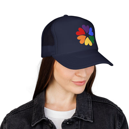 Rainbow Heart Clover Trucker Hat