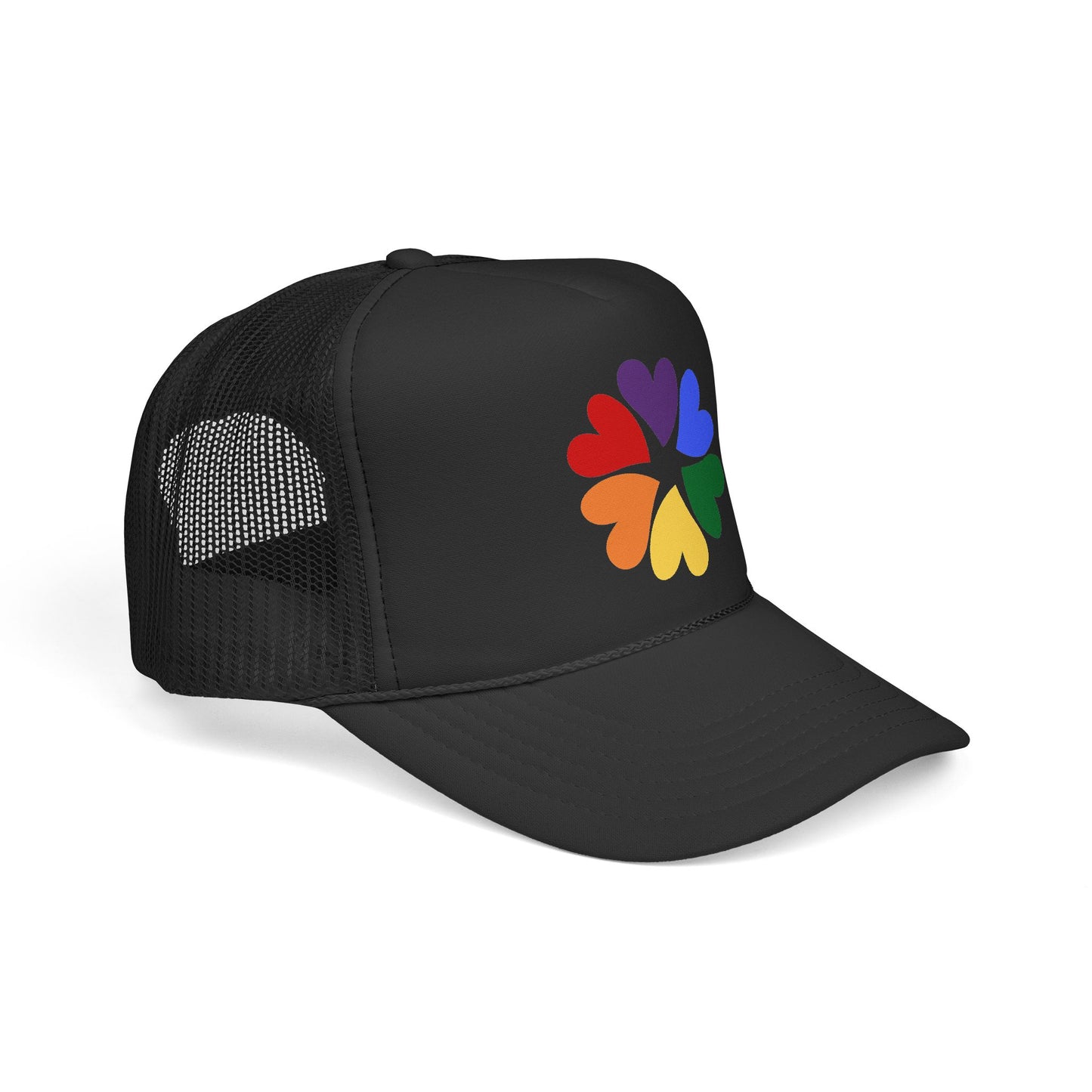 Rainbow Heart Clover Trucker Hat