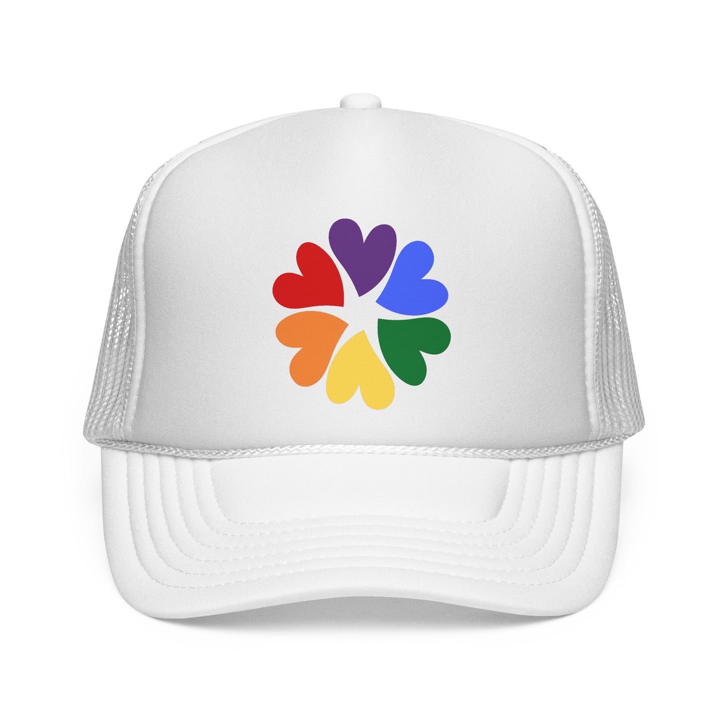 Rainbow Heart Clover Trucker Hat