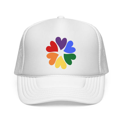 Rainbow Heart Clover Trucker Hat