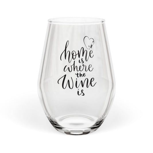 Stemless Wine Glass - “Home Is Where the Wine Is” Engraved 11.75oz