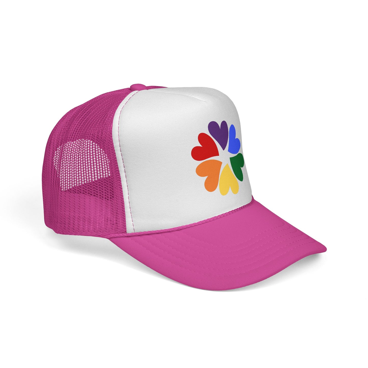 Rainbow Heart Clover Trucker Hat