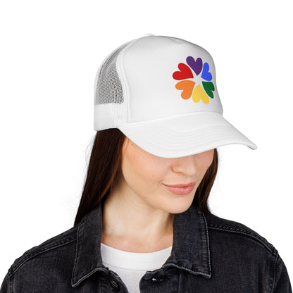 Rainbow Heart Clover Trucker Hat