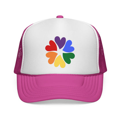 Rainbow Heart Clover Trucker Hat