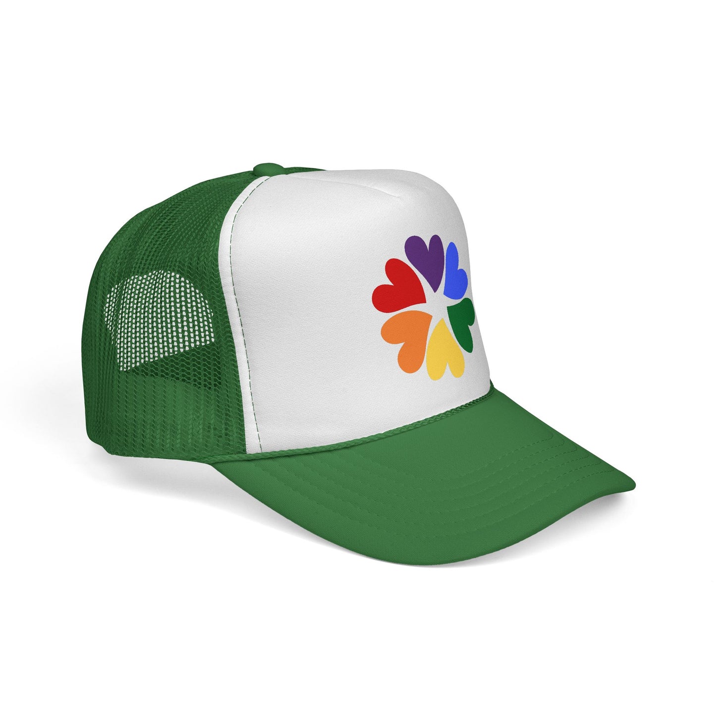 Rainbow Heart Clover Trucker Hat