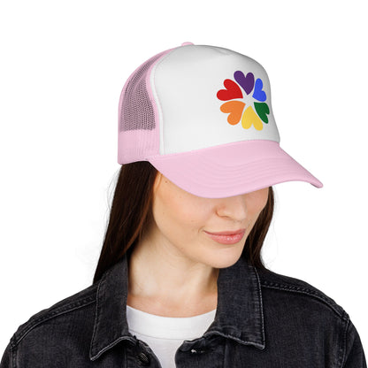 Rainbow Heart Clover Trucker Hat