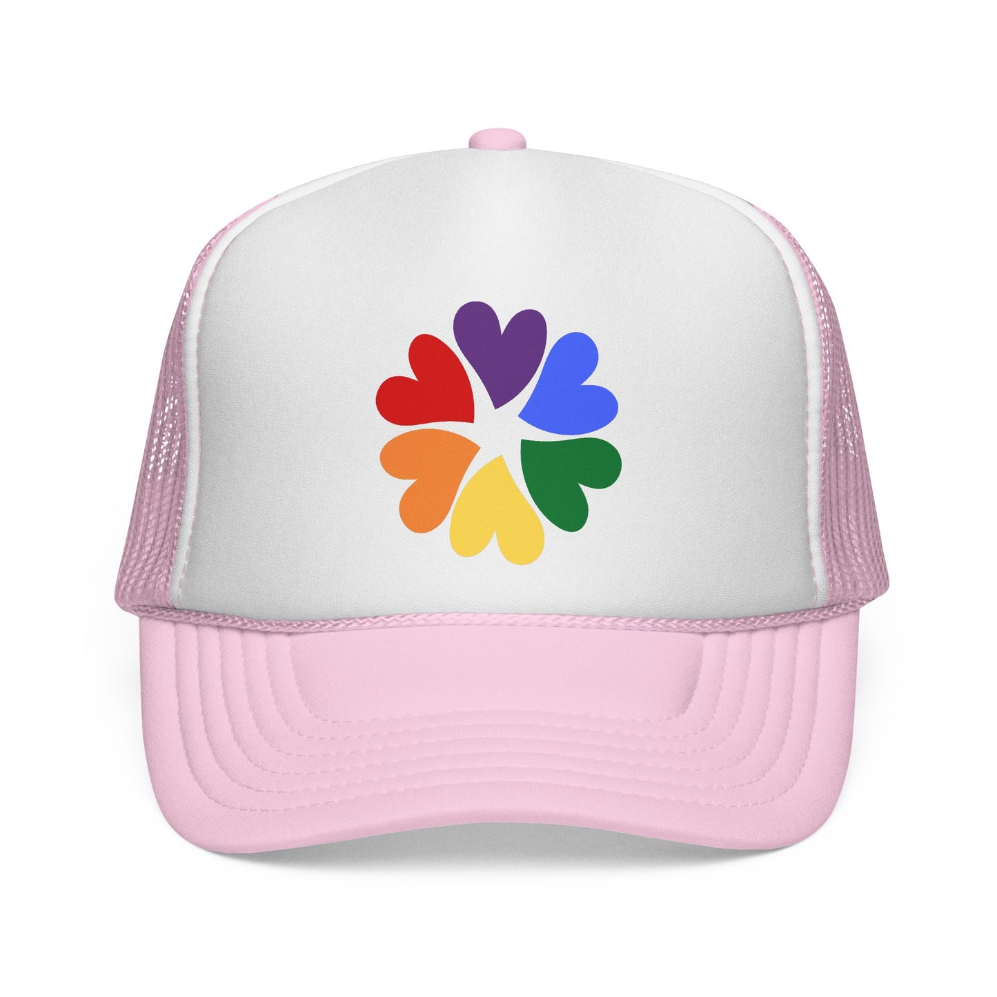 Rainbow Heart Clover Trucker Hat