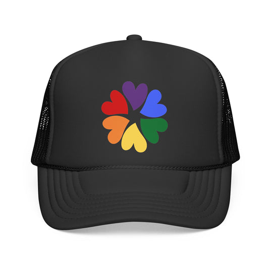 Rainbow Heart Clover Trucker Hat